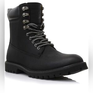 Polar Fox Mens Vegan Leather Winter Boots, with Faux Fur Lined Option